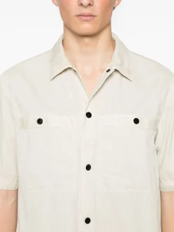Stone Island Uomo Camicia Marrone Maniche Corte