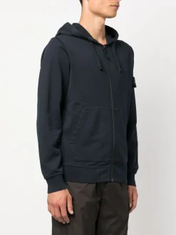 Stone Island Uomo Felpa Blu Cappuccio