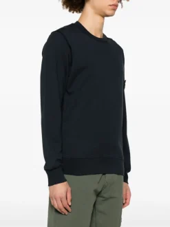 Stone Island Uomo Felpa Blu Patch Compass