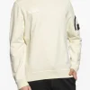 Stone Island Uomo Felpa Bianco Tasca Manica