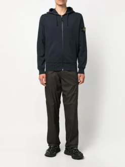 Stone Island Uomo Felpa Blu Cappuccio