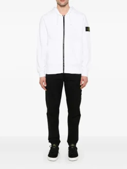 Stone Island Uomo Felpa Bianco Cappuccio