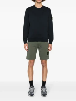 Stone Island Uomo Felpa Blu Patch Compass