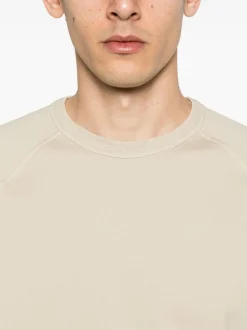Stone Island Uomo Felpa Beige Applicazione Logo in Tono