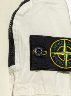 Stone Island Uomo Felpa Bianco Tasca Manica