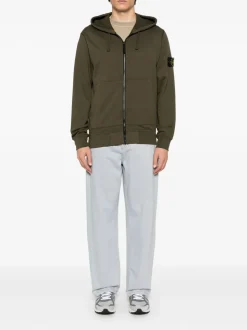 Stone Island Uomo Felpa Verde Cappuccio