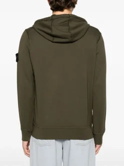 Stone Island Uomo Felpa Verde Cappuccio