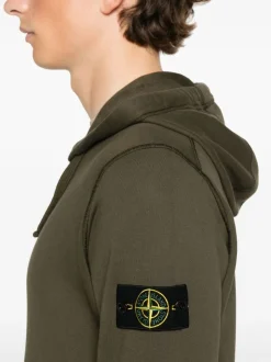 Stone Island Uomo Felpa Verde Cappuccio