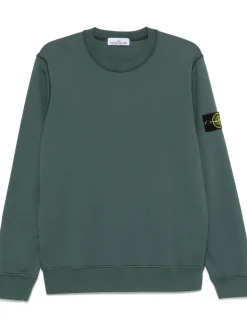 Stone Island Uomo Felpa Verde Patch Manica