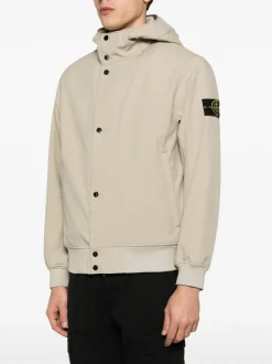 Stone Island Uomo Giubbotto Marrone Cappuccio