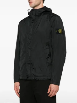 Stone Island Uomo Giubbotto Nero Cappuccio