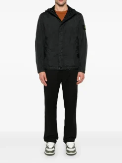 Stone Island Uomo Giubbotto Nero Cappuccio
