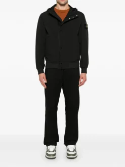 Stone Island Uomo Giubbotto Nero Bomber Cappuccio