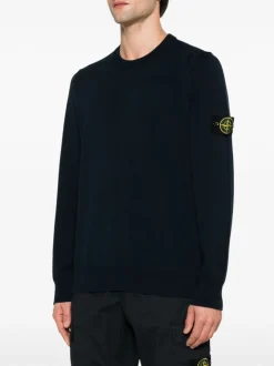 Stone Island Uomo Maglia Blu Patch Logo Compass