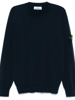 Stone Island Uomo Maglia Blu Patch Logo Compass