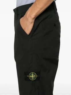 Stone Island Uomo Pantalone Nero Gamba Dritta
