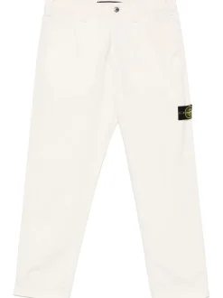 Stone Island Uomo Pantalone Bianco Gamba Dritta