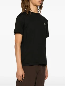 Stone Island Uomo T-shirt Nero Patch Logo