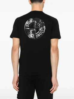 Stone Island Uomo T-shirt Nero Stampa Logo Posteriore