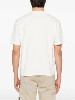 Stone Island Uomo T-shirt Bianco Patch Logo Compass