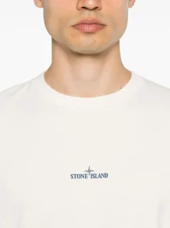 Stone Island Uomo T-shirt Bianco Micro Logo