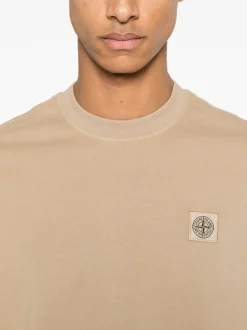 Stone Island Uomo T-shirt Marrone Girocollo