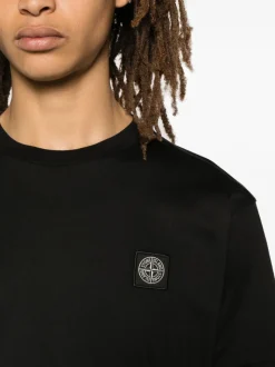 Stone Island Uomo T-shirt Nero Patch Logo
