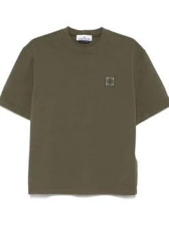 Stone Island Uomo T-shirt Verde Girocollo