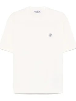 Stone Island Uomo T-shirt Bianco Patch Logo Compass