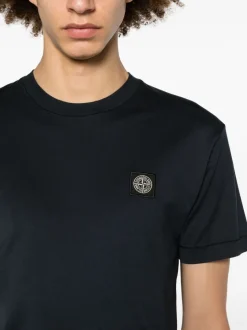 Stone Island Uomo T-shirt Blu Patch Logo