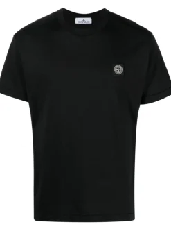 Stone Island Uomo T-shirt Nero Patch Logo