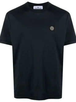 Stone Island Uomo T-shirt Blu Patch Logo