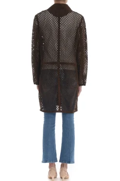 S.w.o.r.d. Giubbotto Marrone Donna Traforato Laser lunho