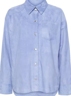 S.w.o.r.d. Giubbotto-Camicia Azzurro Donna Scamosciato