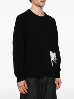 Y-3 Maglia Nero Uomo Logo Sfrangiato