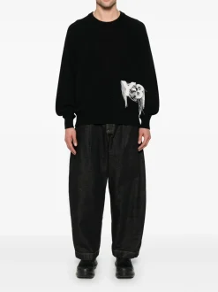 Y-3 Maglia Nero Uomo Logo Sfrangiato